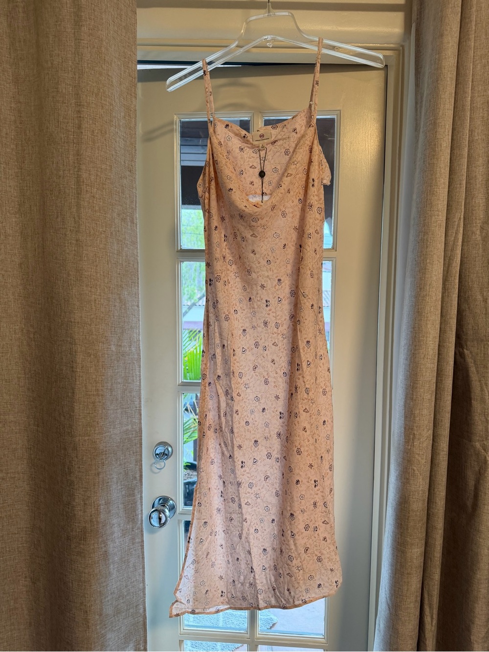 AG Adriano Goldschmied Peach Floral Slip Midi Dress